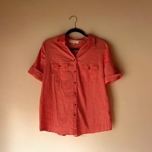 Red and White Button Down Shirt